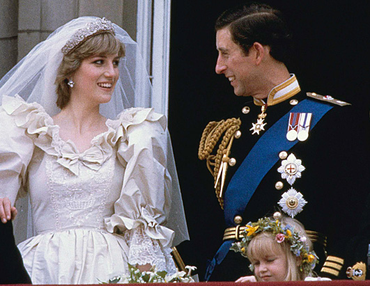 Charles and Diana are all smiles on the balcony at Buckingham Palace 